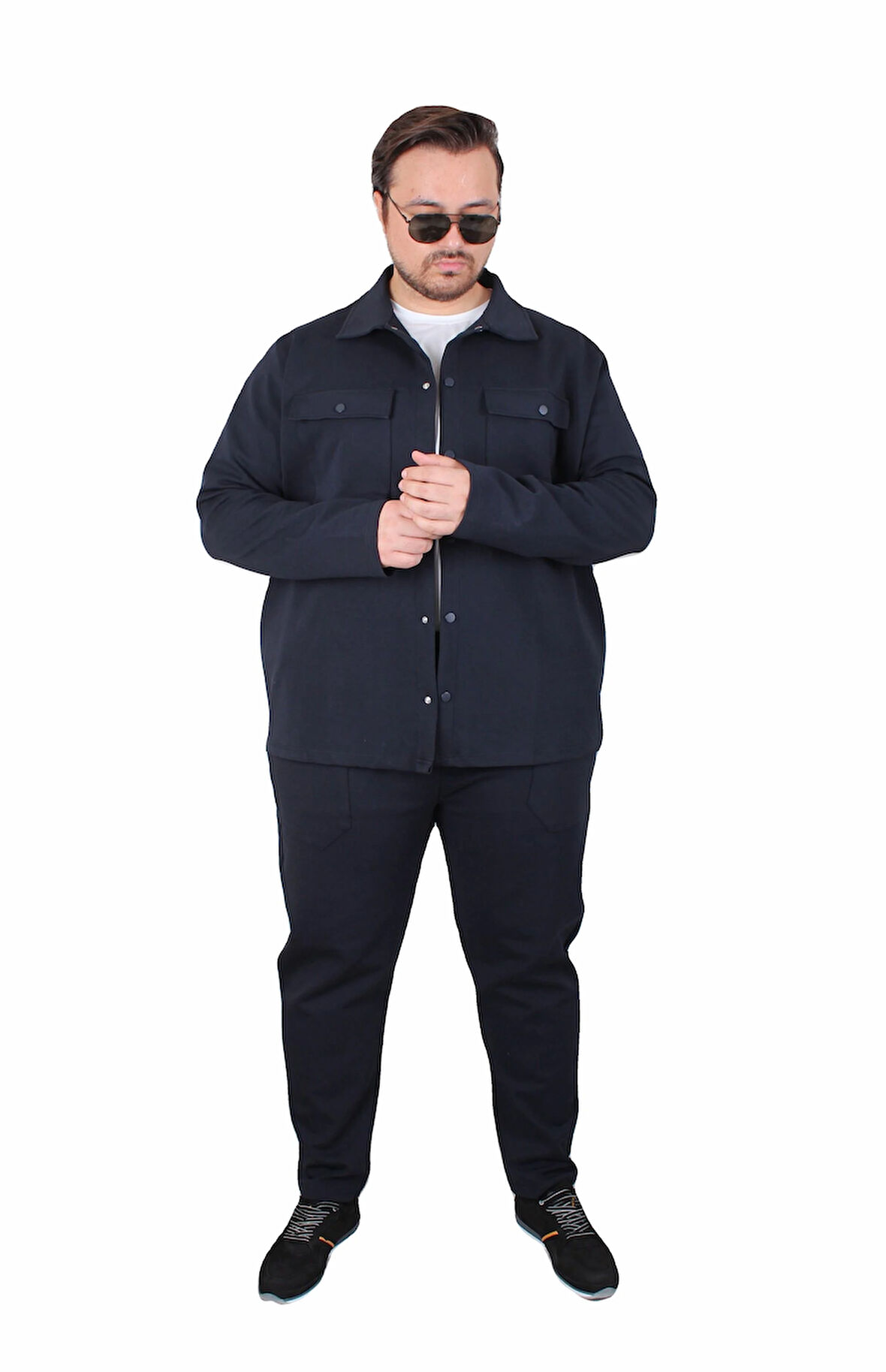 Starbattal Erkek Büyük Beden Çift Cep Kapaklı Eşofman Takım TK25605 LACIVERT