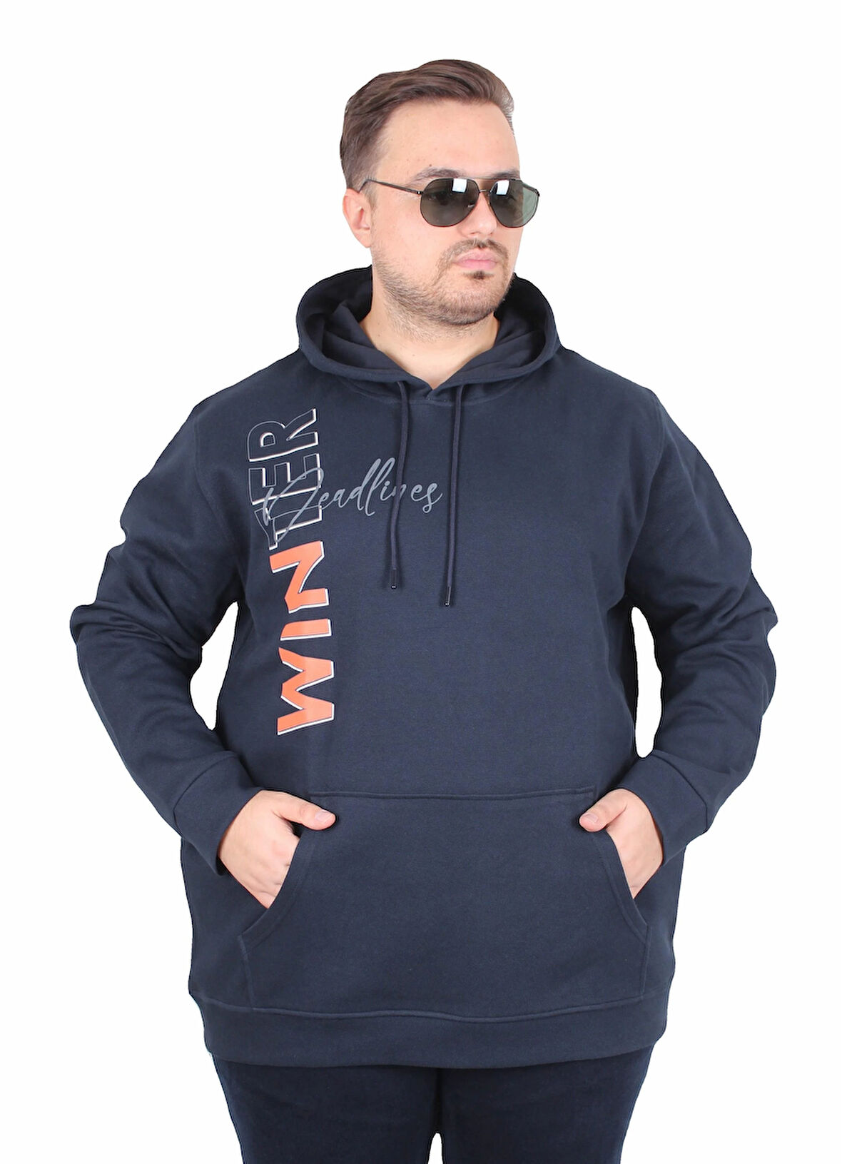 Starbattal Büyük Beden Kapüşonlu Sweat Double Face Winter 25700 LACIVERT