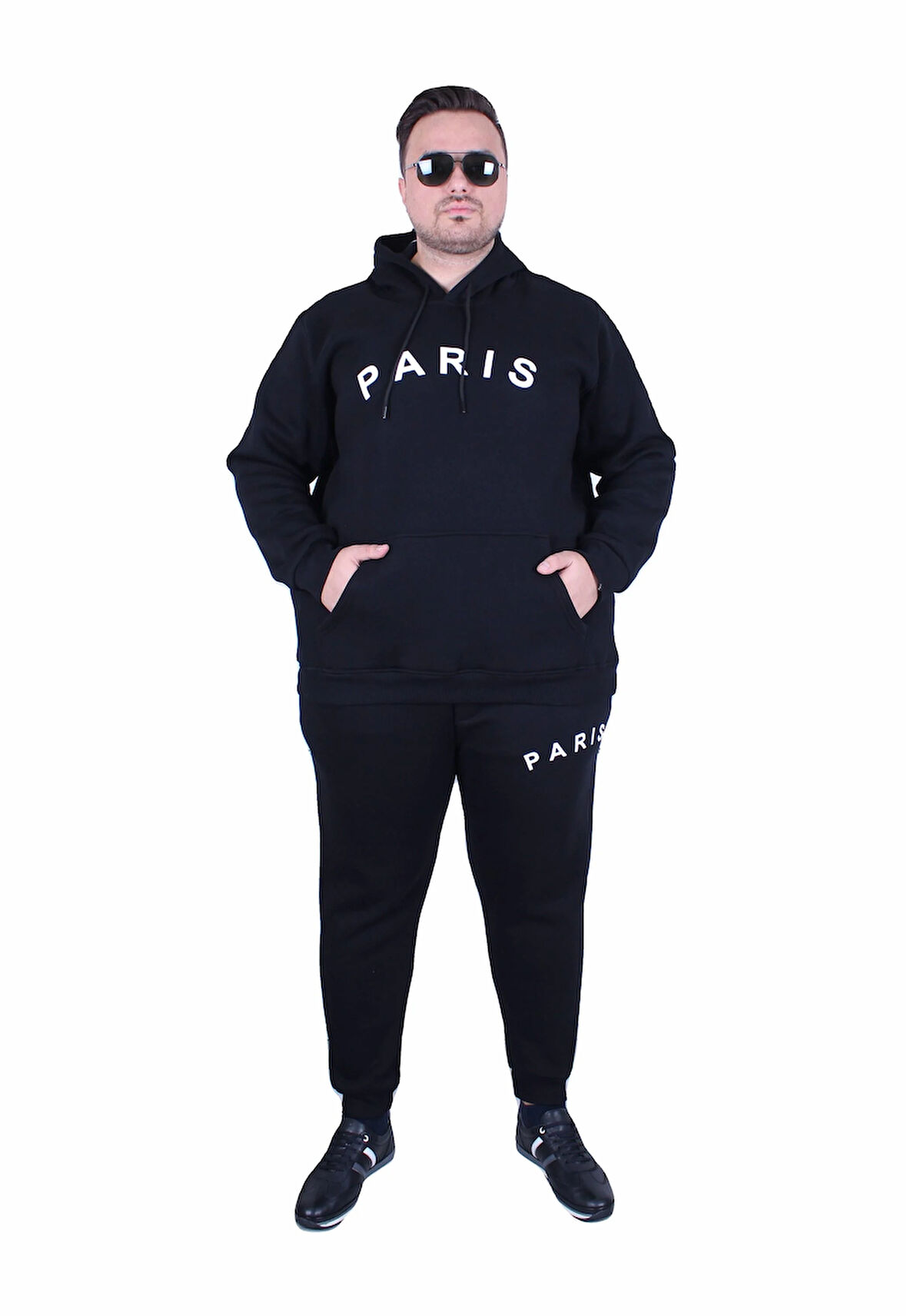 Starbattal Erkek Büyük Beden 3 İplik Eşofman Takım Paris TK25609 SIYAH