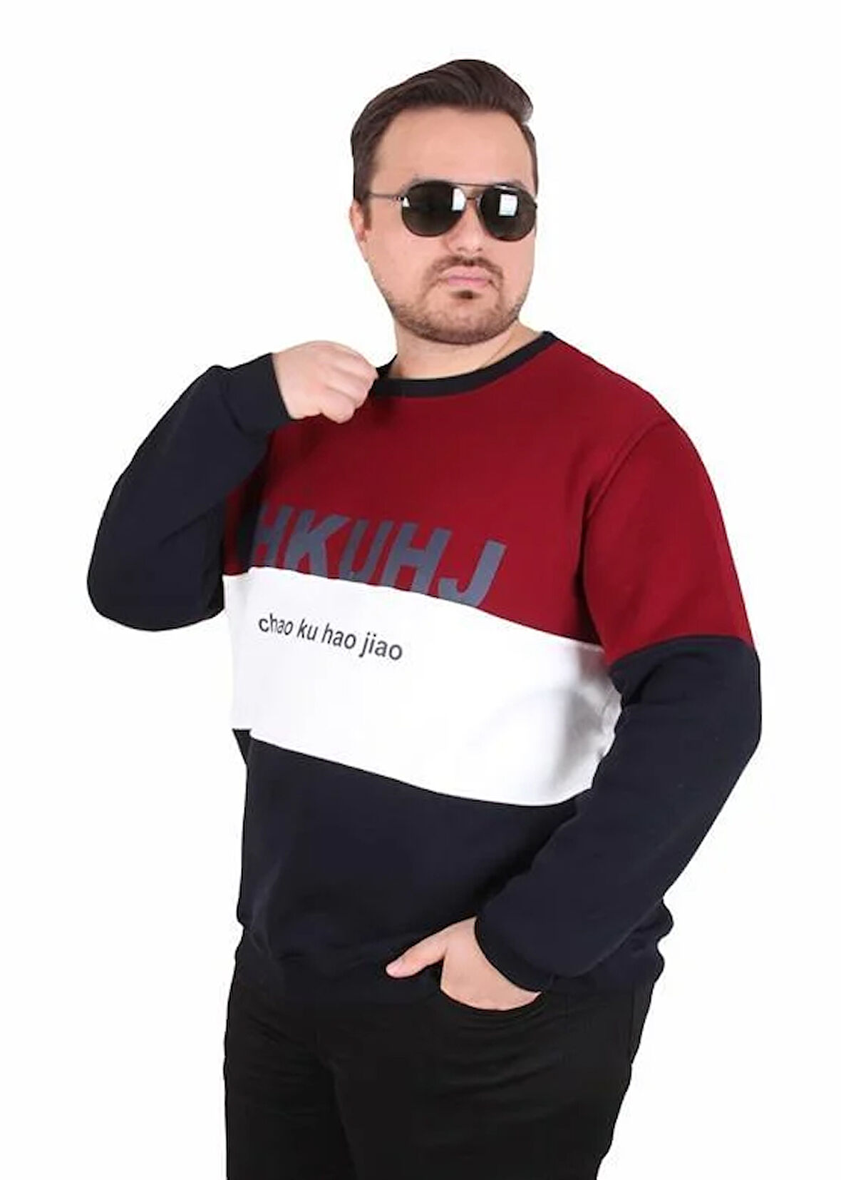 Starbattal Büyük Beden Bisiklet Yaka 3ip Sweat Chao Ku 25721 MURDUM