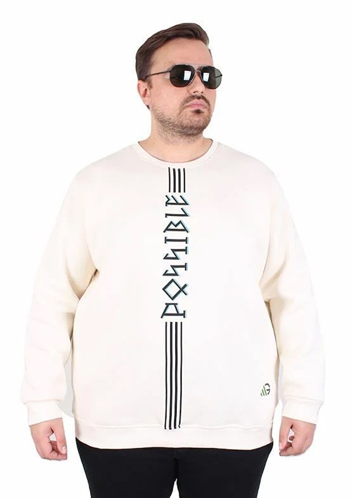 Starbattal Büyük Beden Bisiklet Yaka 3ip Sweat Possible 25719 BEJ