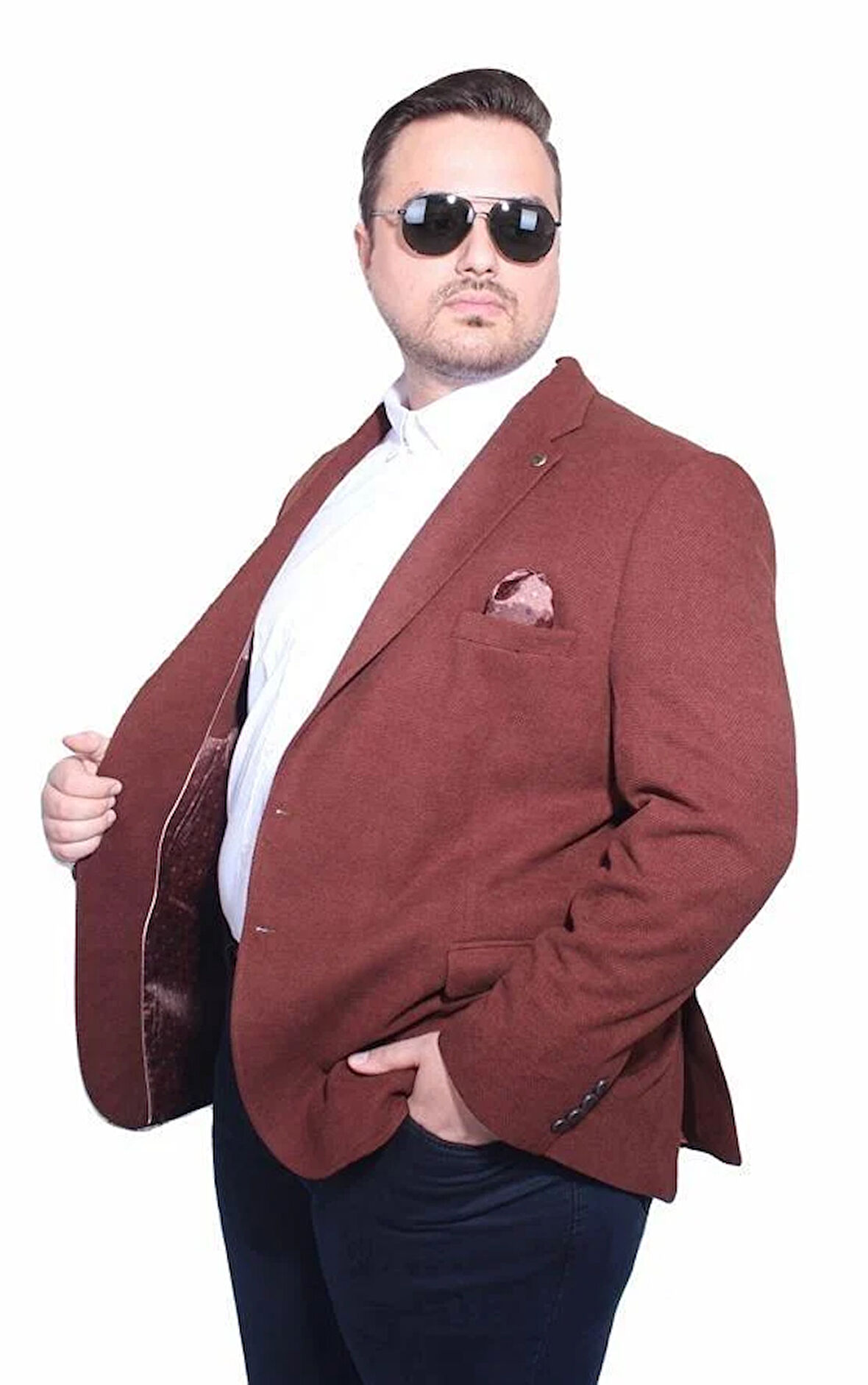 Starbattal Erkek Büyük Beden 4 Drop Blazer Şönili Ceket 500602 TABA