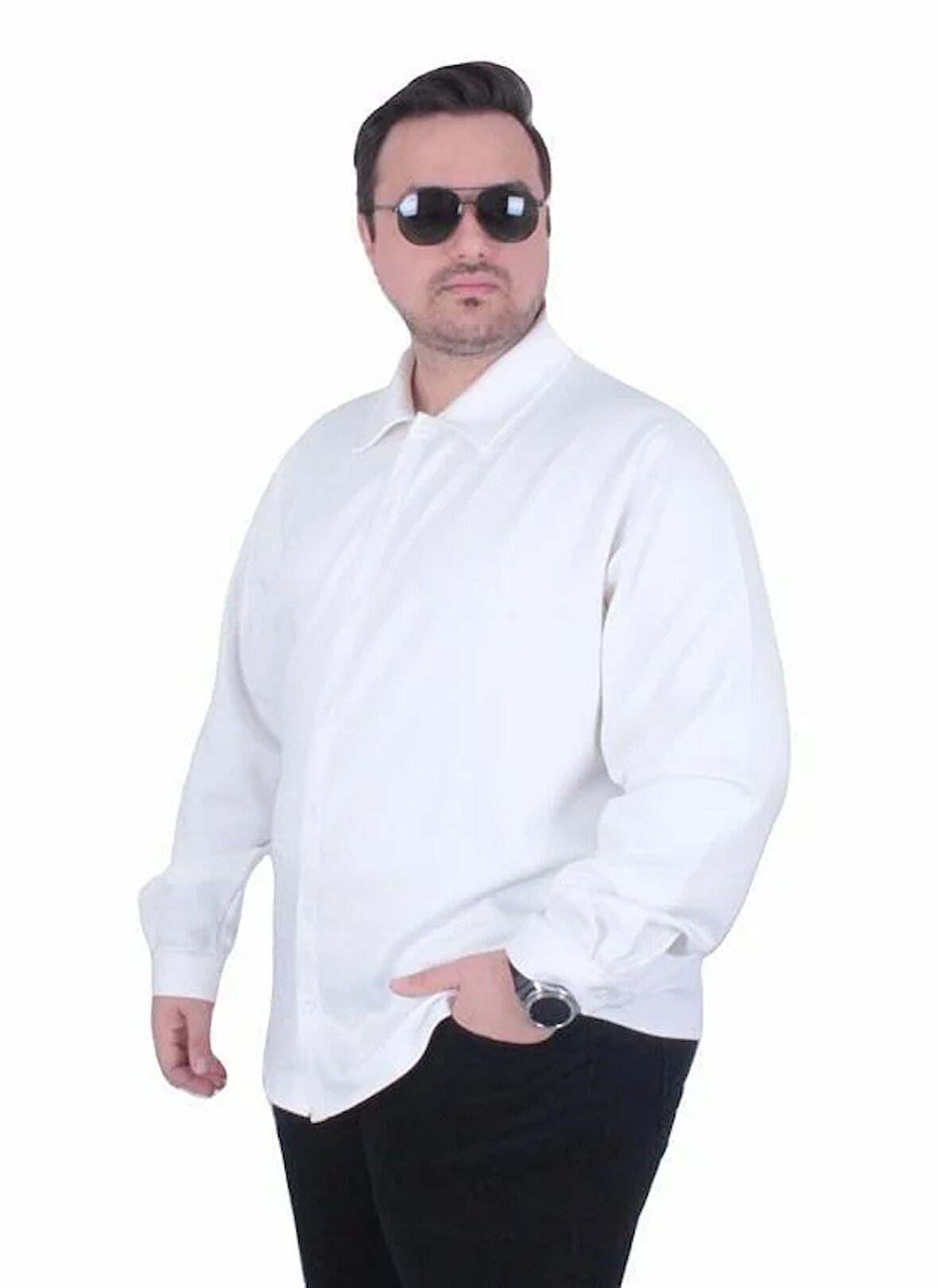 Starbattal Erkek Büyük Beden Uzun Kollu Gömlek 25727 EKRU