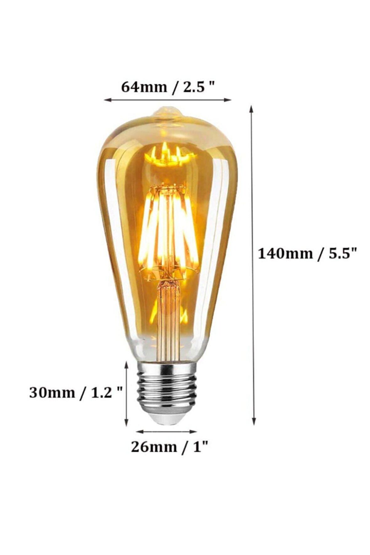 ST64 4 Watt Rustik Edison Ampul e27 Duy Armut 6 Adet