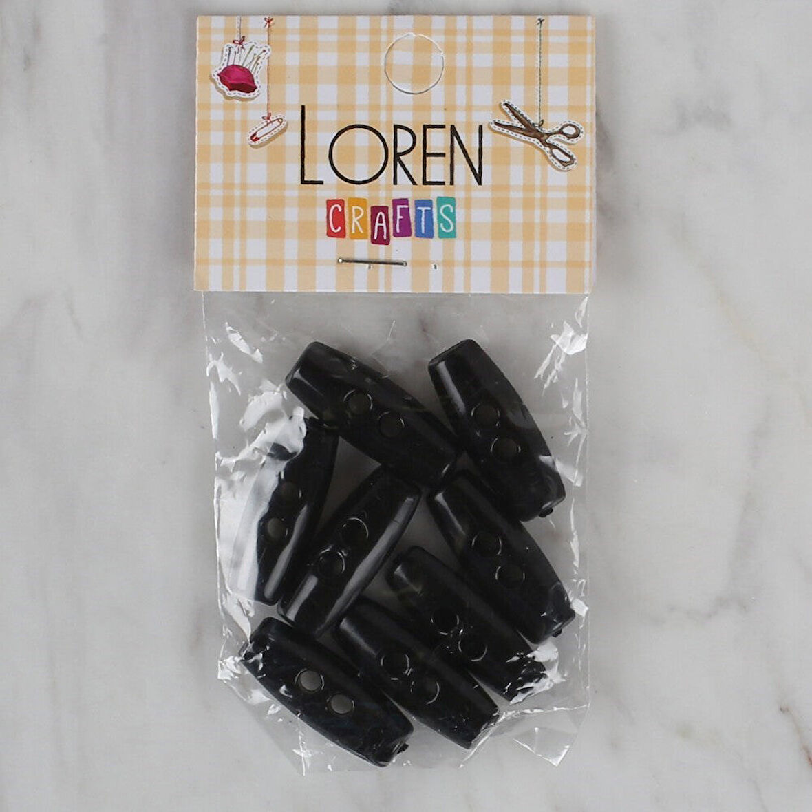 Loren Crafts siyah 8 li çoban düğmesi - 53