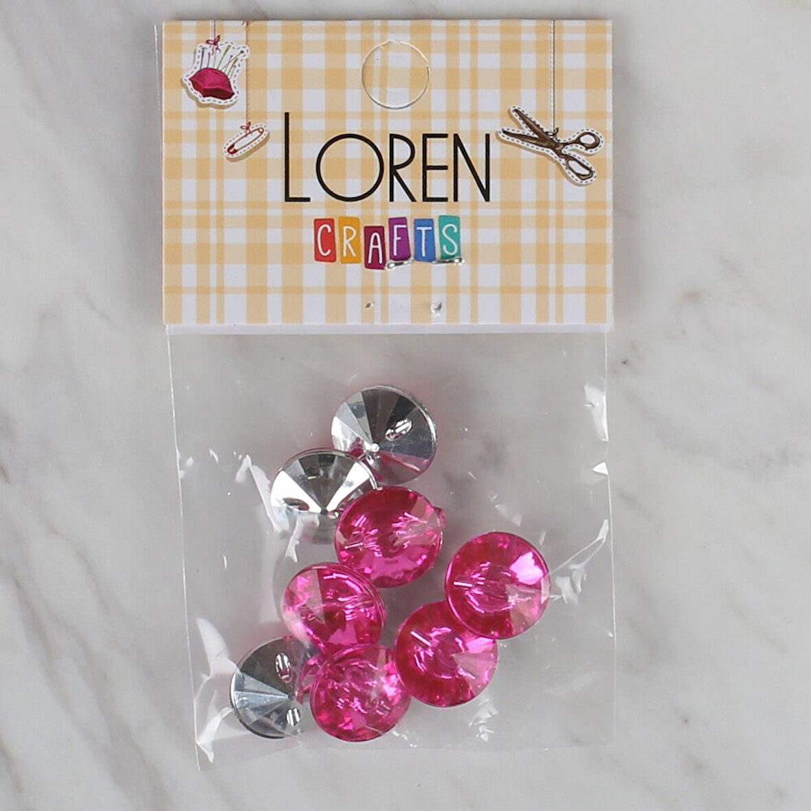 Loren Crafts pembe 8 li düğme - 203