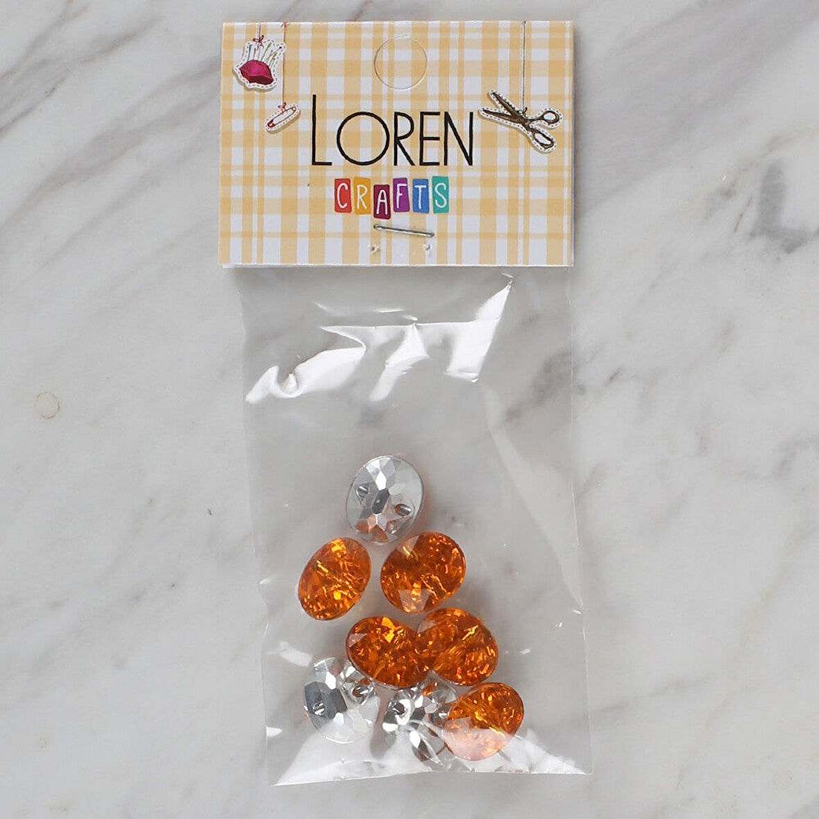 Loren Crafts turuncu 8 li düğme - 241