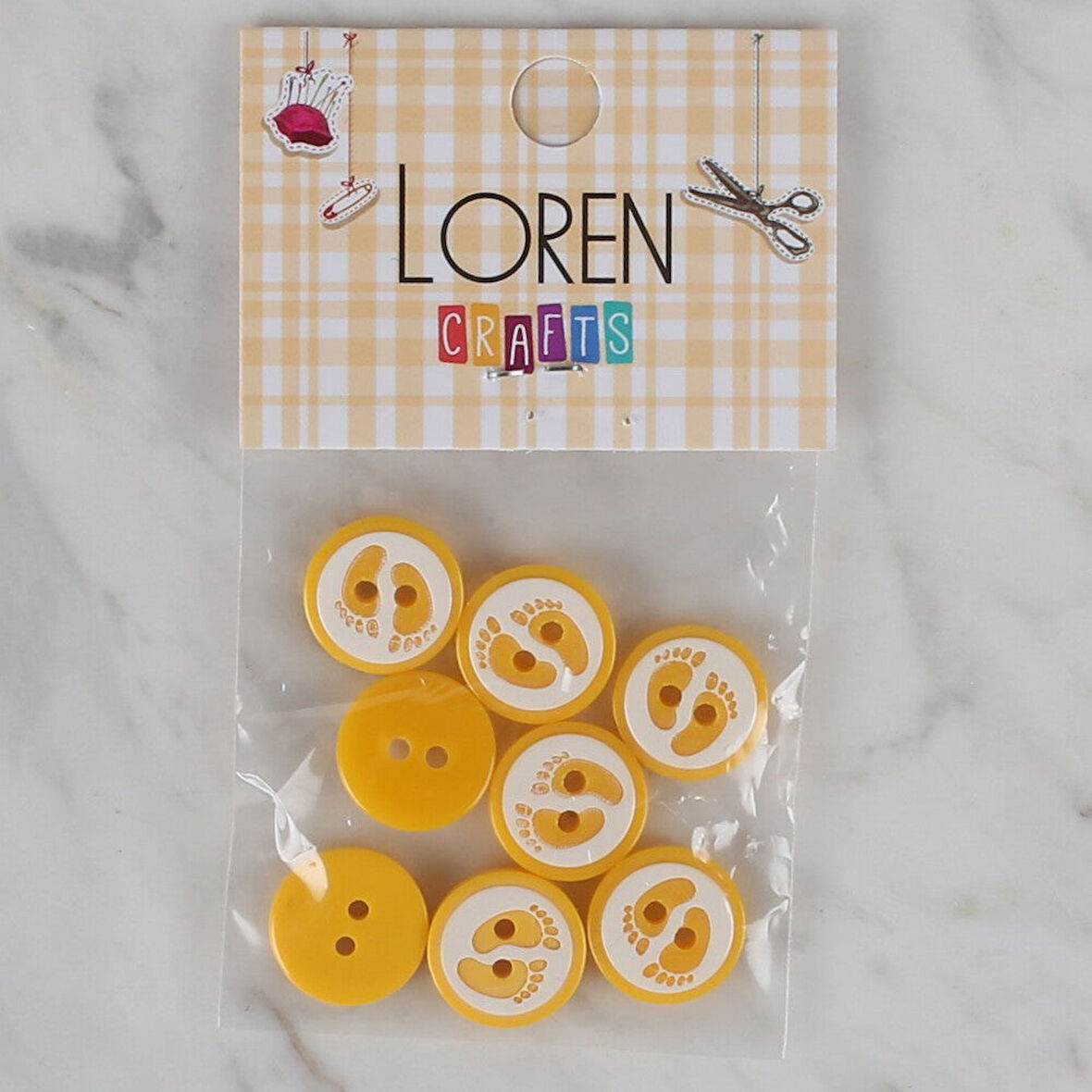 Loren Crafts sarı 8 li ayak izi düğme - 443