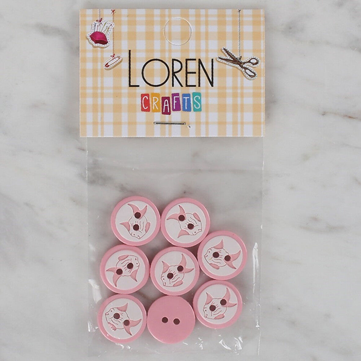 Loren Crafts pembe 8 li balık düğme - 570