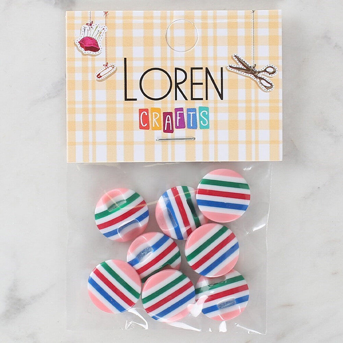 Loren Crafts 8'li Desenli Düğme - 1103