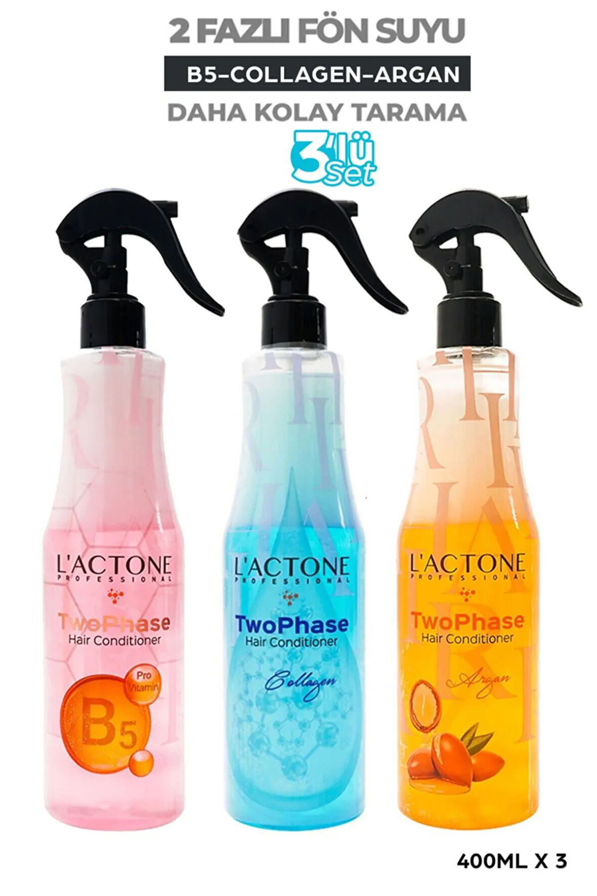 Fön Suyu 2 Fazlı Professional Argan Kolajen B5 3'lü Set 400 ml