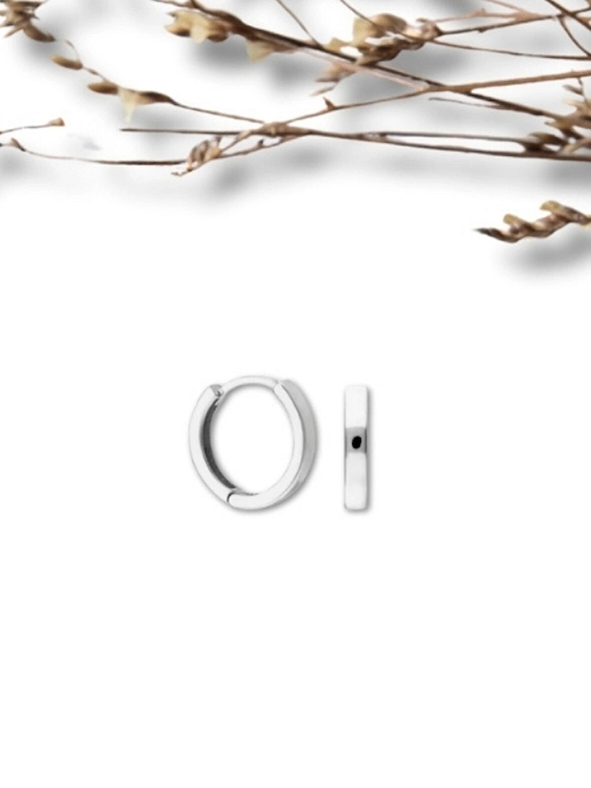 925 Ayar Gümüş Sade Unisex Halka Küpe 12 mm