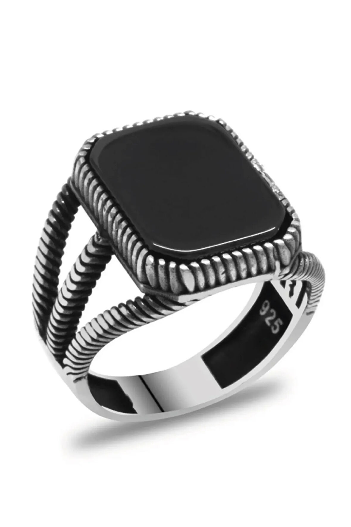 925 Ayar Gümüş Pençe Model Oniks Taşlı Yüzük