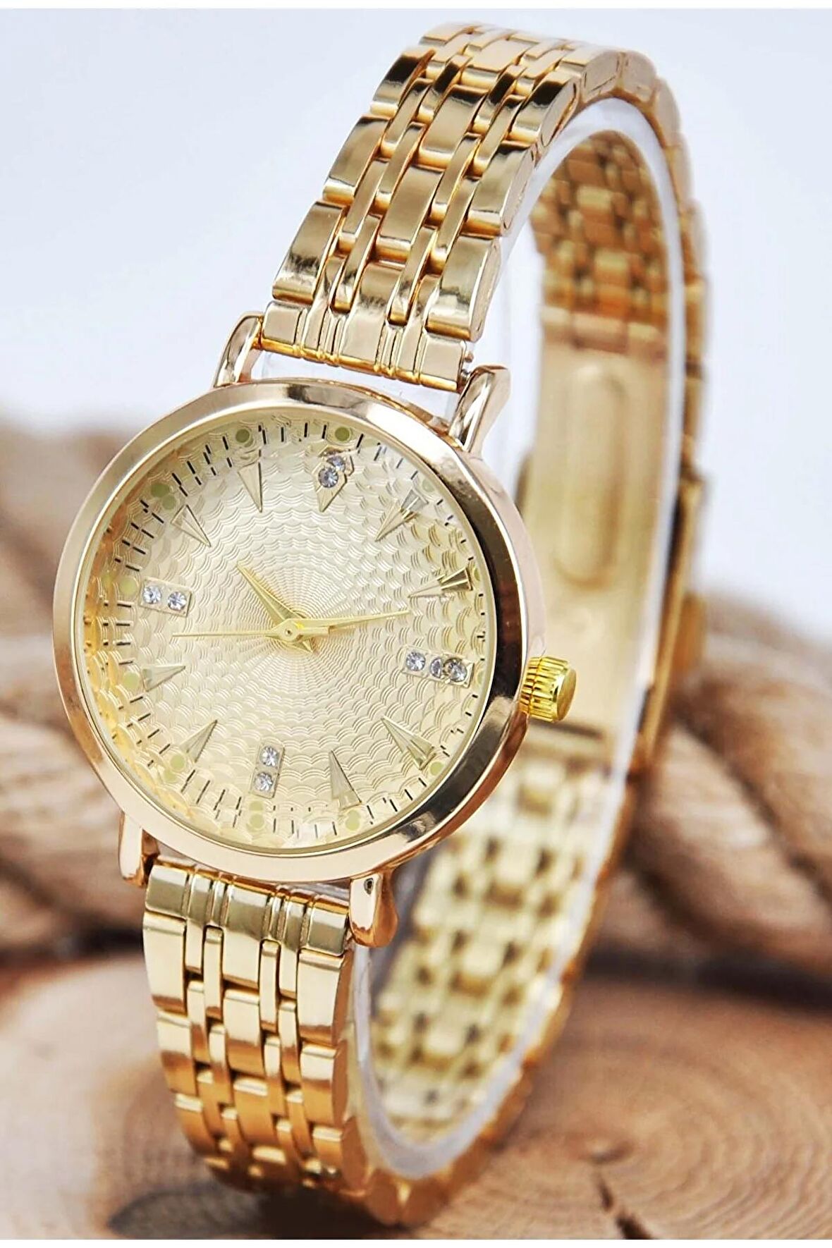 Full Gold Taş Detaylı Yeni Sezon Kadın Kol Saati Sta-054