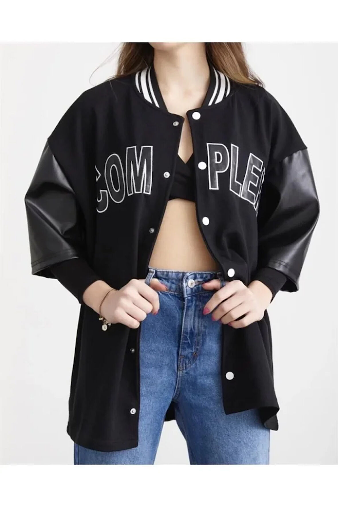 stilaura Complex Kolej Oversize T-shirt - Siyah