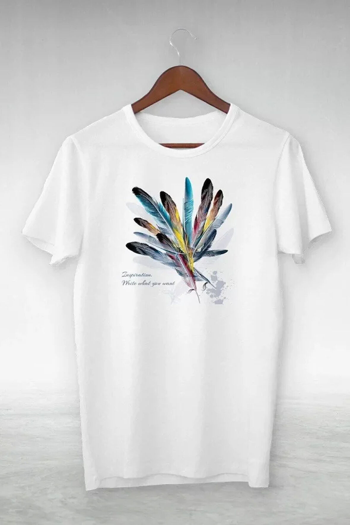 stilaura Unisex Baskılı Oversize T-Shirt - Beyaz