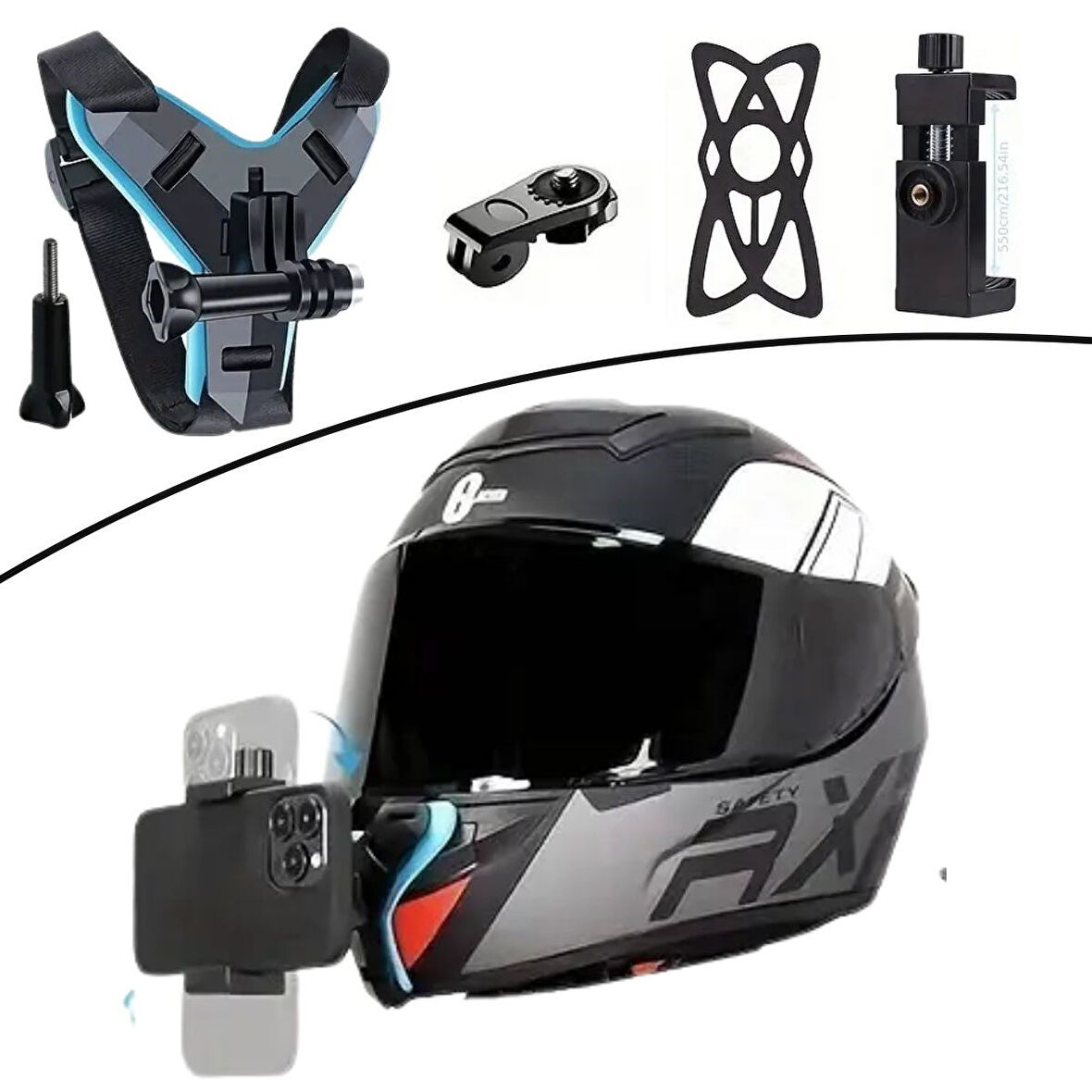 Sylar Motorsiklet Kask Önü Takılan Telefon Tutucu Aksiyon Kamerası Takılabilen Aparat