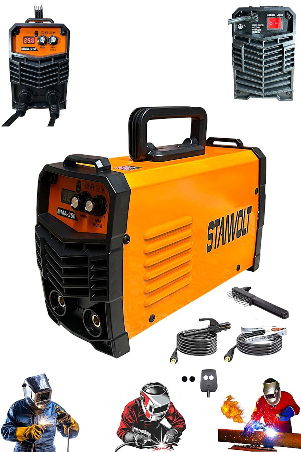 250 Amper İnverter Dijital Ekran Fan Soğutma Kademeli Çanta Kaynak Makinesi Bakır Sargı
