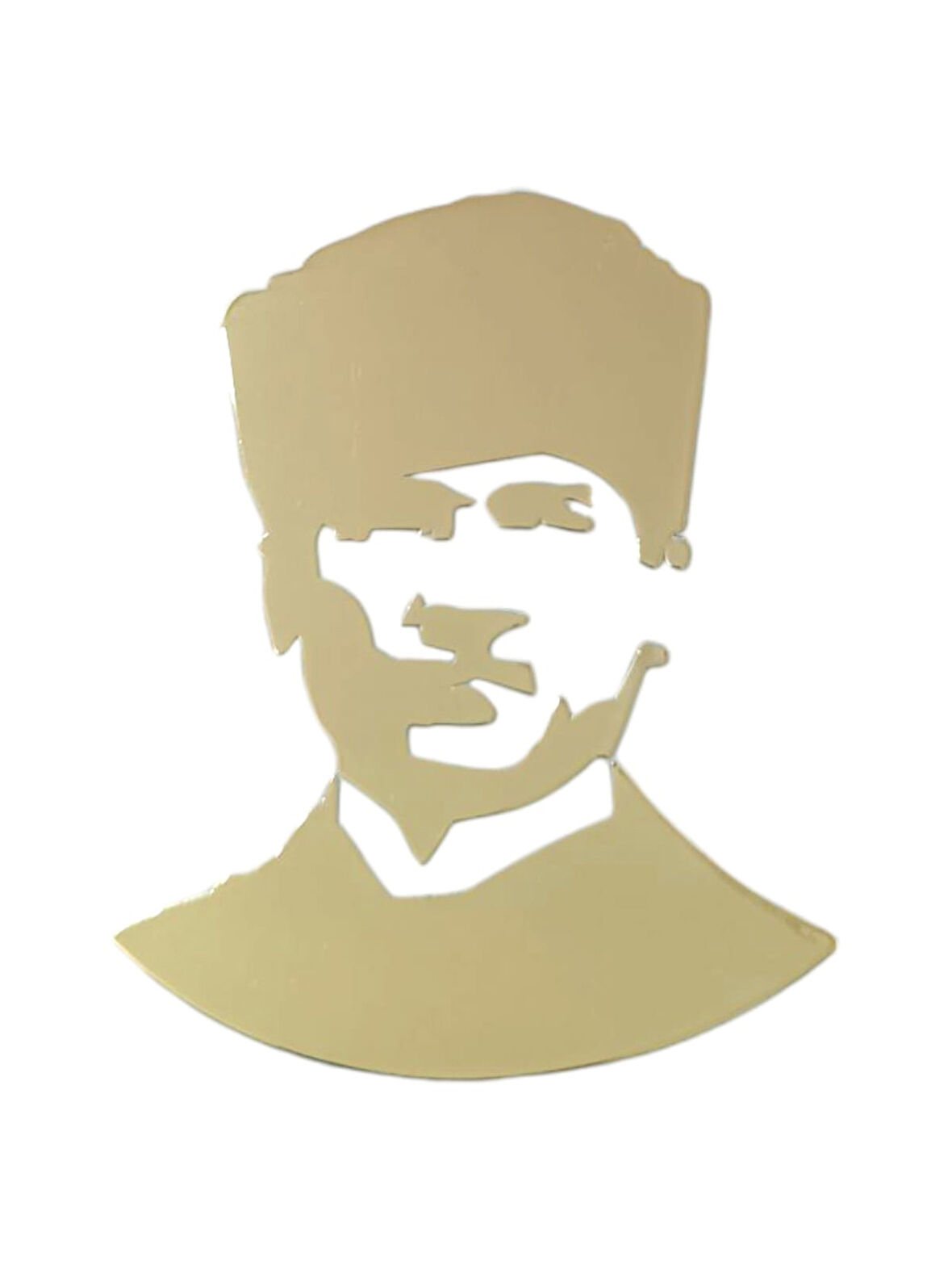 K.Atatürk Silüetli Metal Oto Sticker Gold 7x5cm