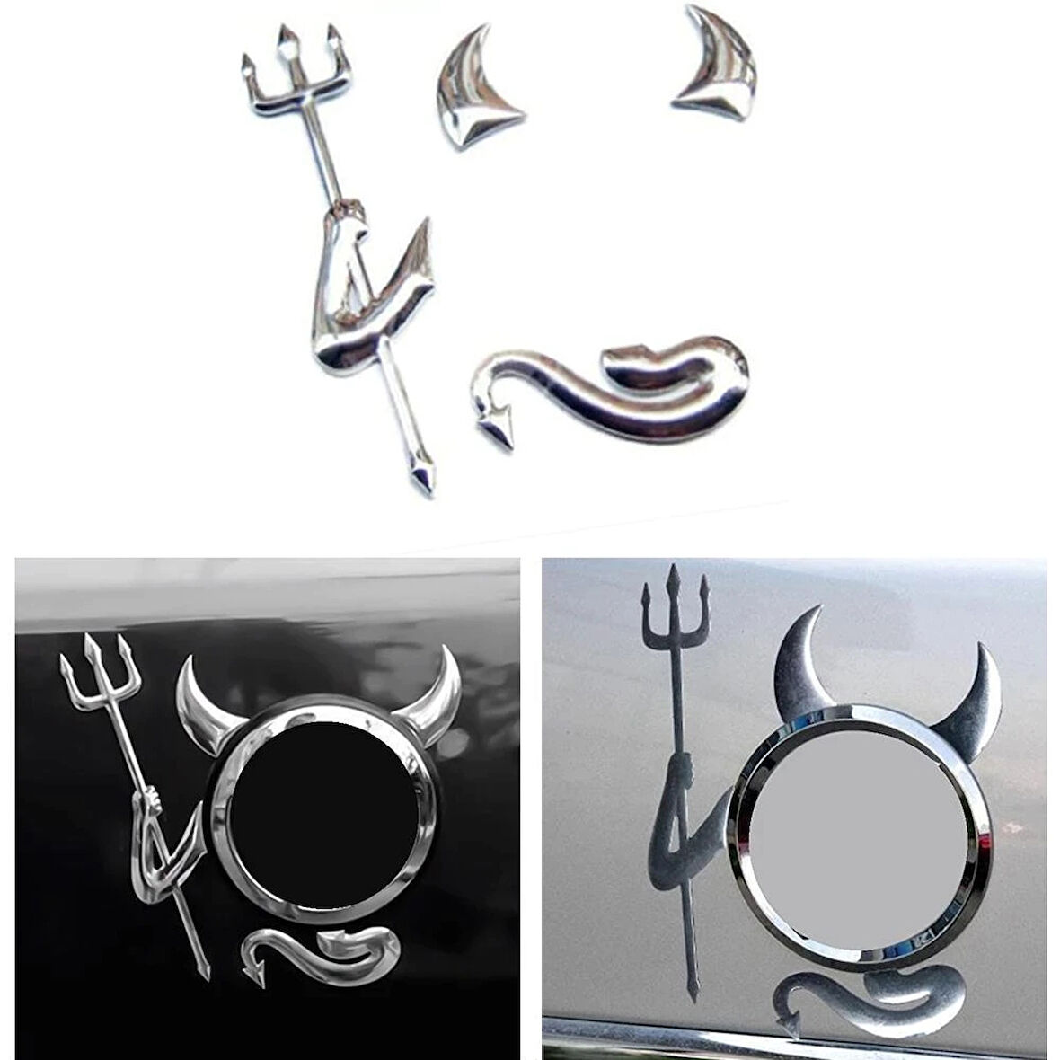 3D Bagaj Logosu Arma Dışı Küçük Şeytan Etiketi Sticker Krom