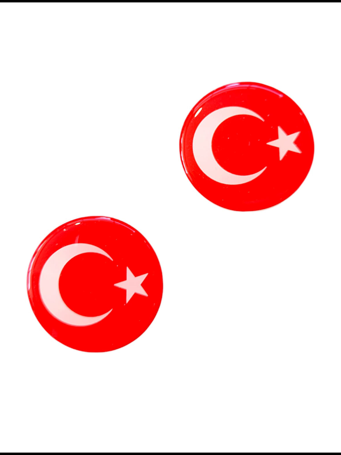 Türk Bayrağı Yuvarlak Etiket Damla Sticker 4.5cm 2' Li