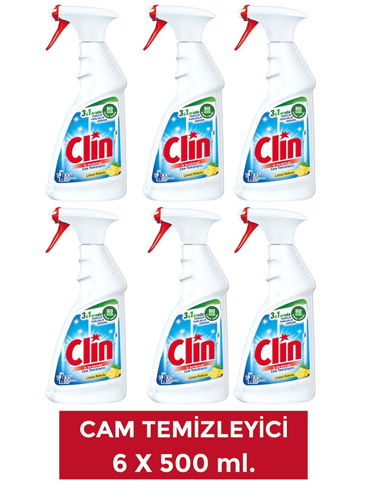 Clin 6 Adet Limon Cam Yüzey Temizleyici 500 ml