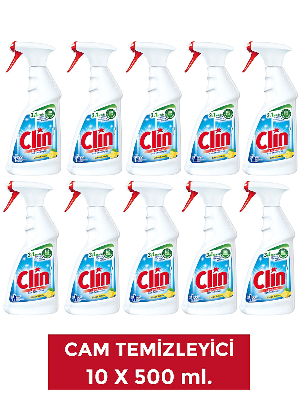 Clin 10 Adet Limon Cam Yüzey Temizleyici 500 ml