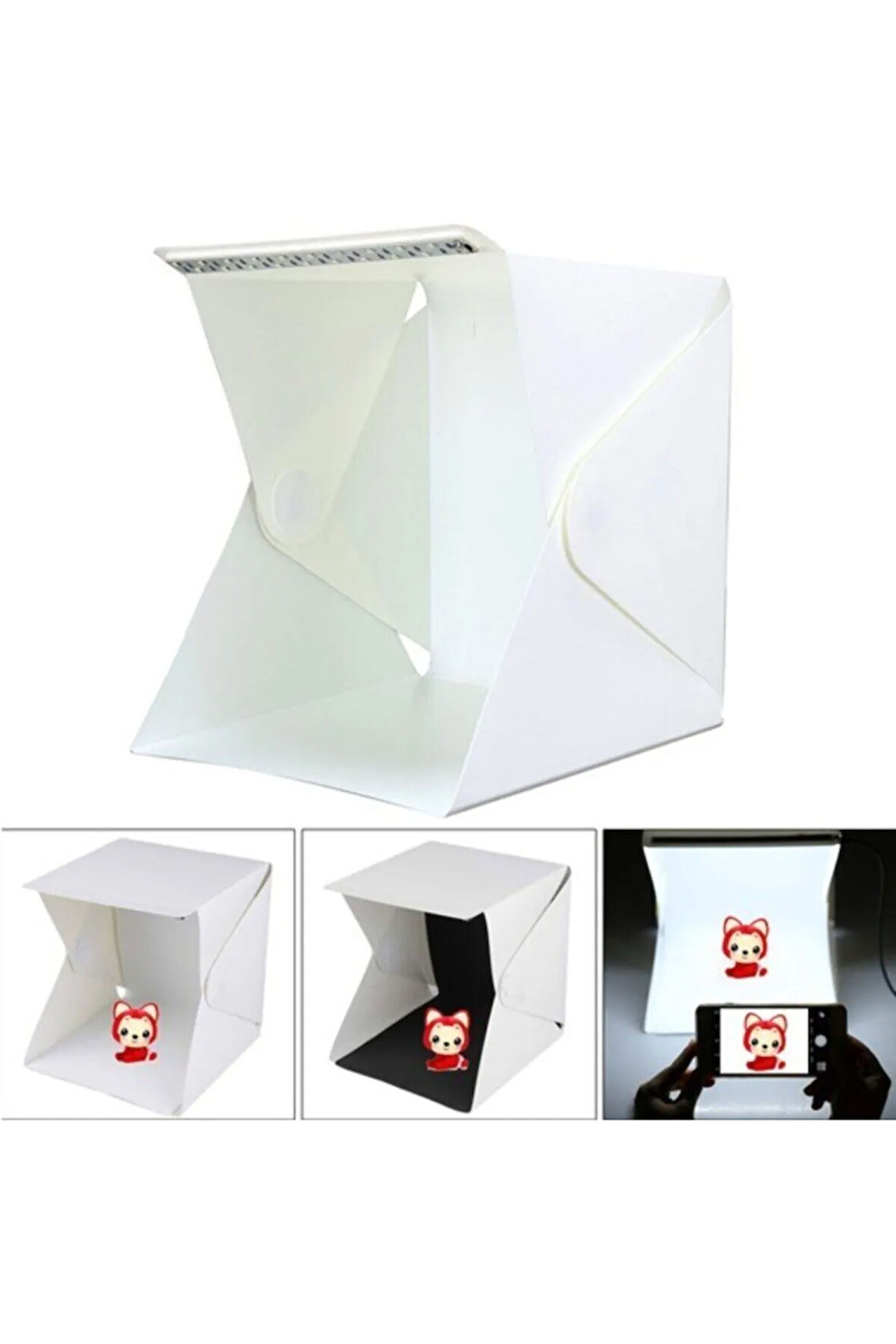 thestorex Stüdyo Led Işıklı 20x20 cm Ürün Fotoğraf Çekim Çadırı gextr 657515