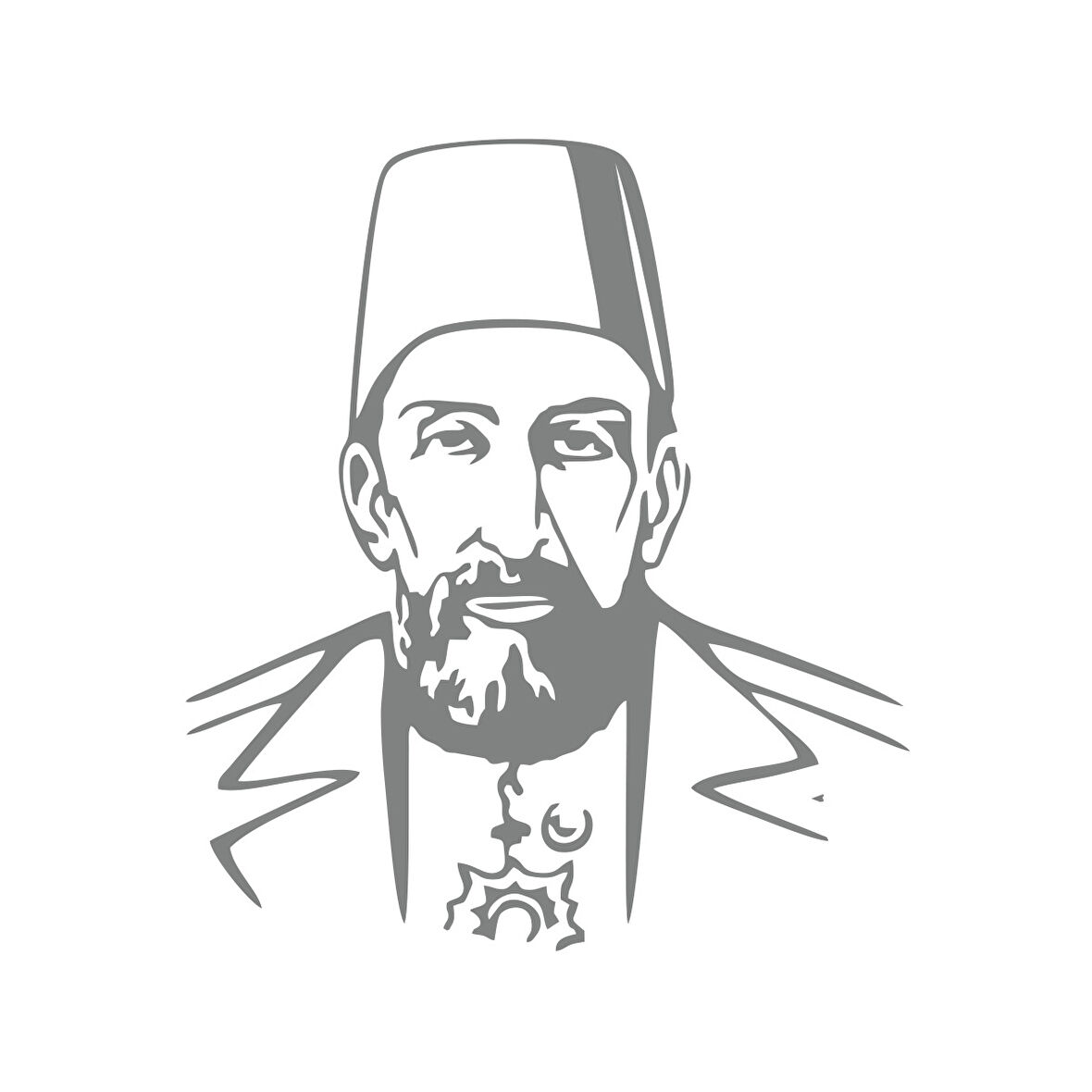 2.Abdülhamit Silüet Sticker 17x17 Cm Gri