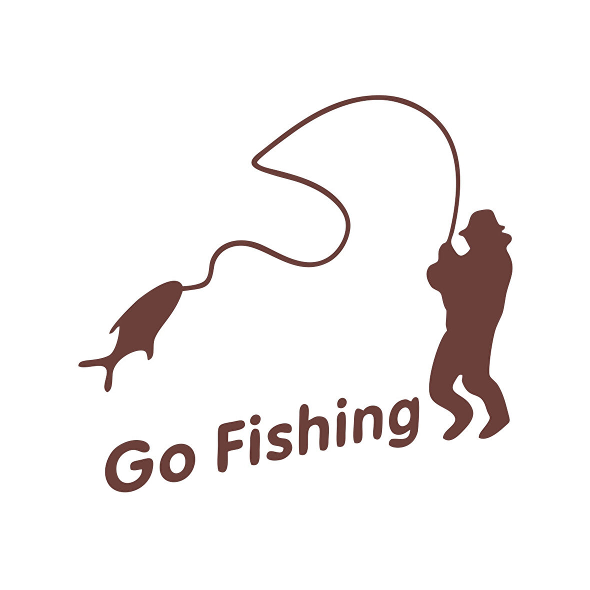 Go Fishing Araba Sticker 17x17 Cm Kahverengi