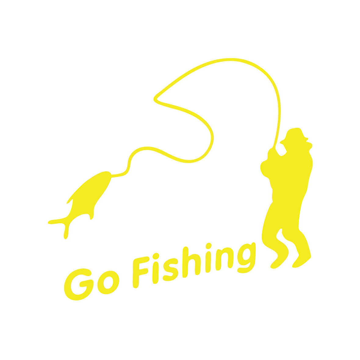 Go Fishing Araba Sticker 17x17 Cm Sarı