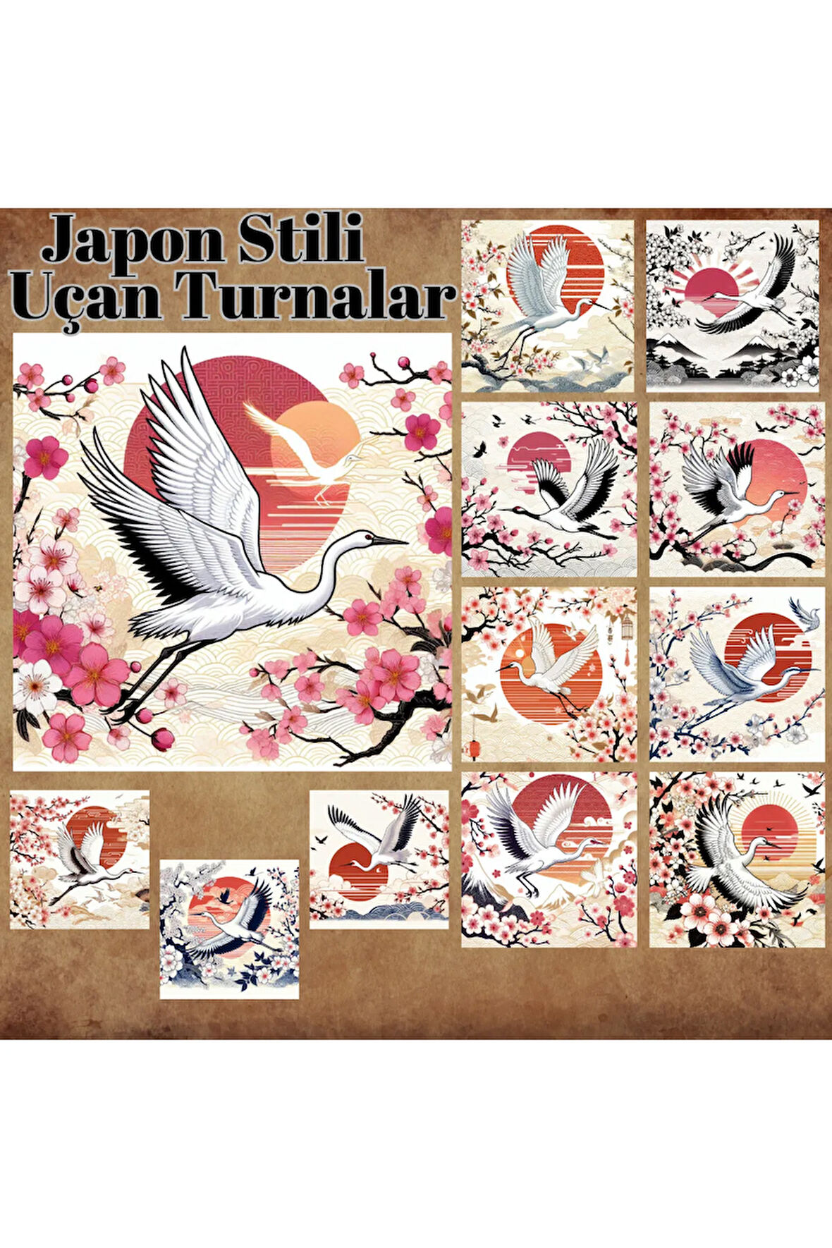Japon Uçan Turnalar Vintage 12 Adet Scrapbook Bullet Journal Mat Planlayıcı Sticker Etiket Seti