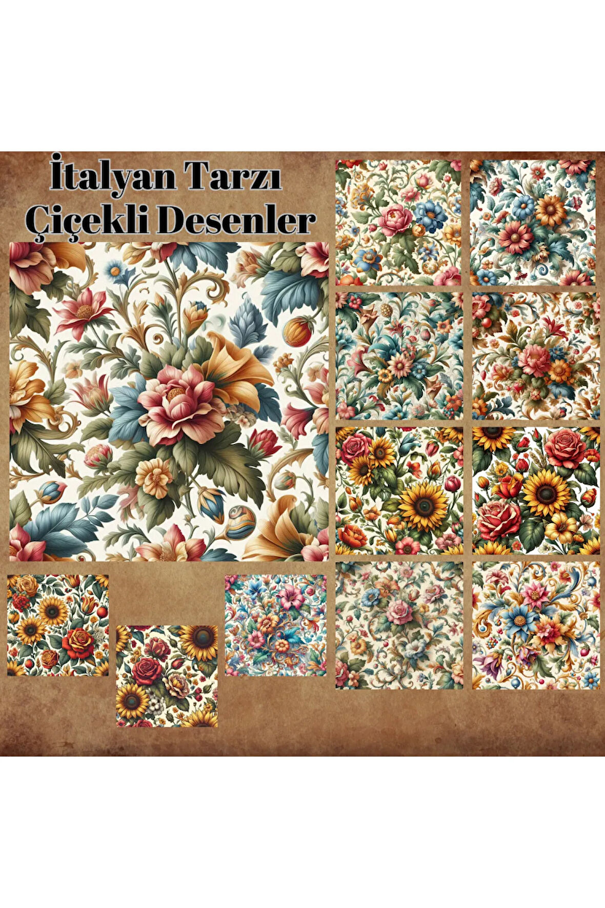 İtalyan Tarzı Çiçekler Vintage 12 Adet Scrapbook Bullet Journal Mat Planlayıcı Sticker Etiket Seti