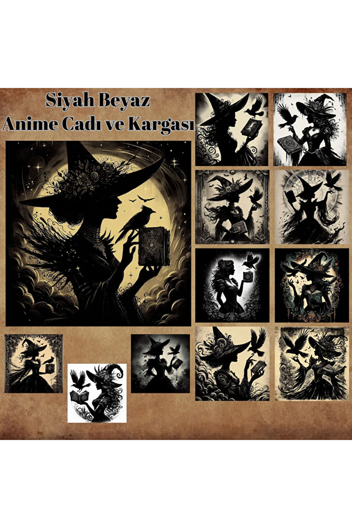 Anime Cadı ve Kargası Vintage 12 Adet Scrapbook Bullet Journal Mat Planlayıcı Sticker Etiket Seti