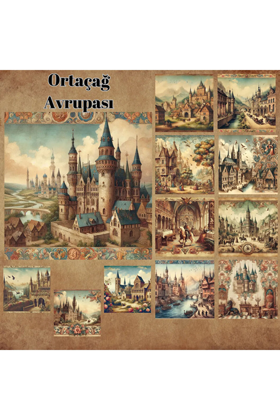 Ortaçağ Avrupası Vintage 12 Adet Scrapbook Bullet Journal Mat Planlayıcı Sticker Etiket Seti