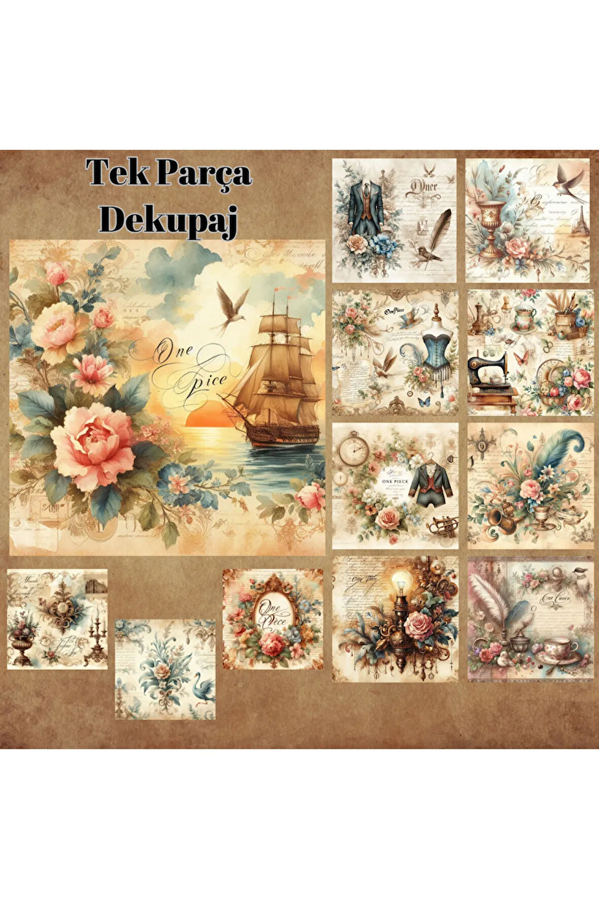 Tek Parça Dekupaj Vintage 12 Adet Scrapbook Bullet Journal Mat Planlayıcı Sticker Etiket Seti