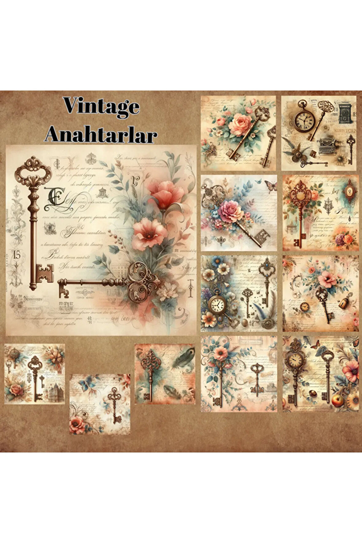 Anahtarlar Vintage 12 Adet Scrapbook Bullet Journal Mat Planlayıcı Sticker Etiket Seti
