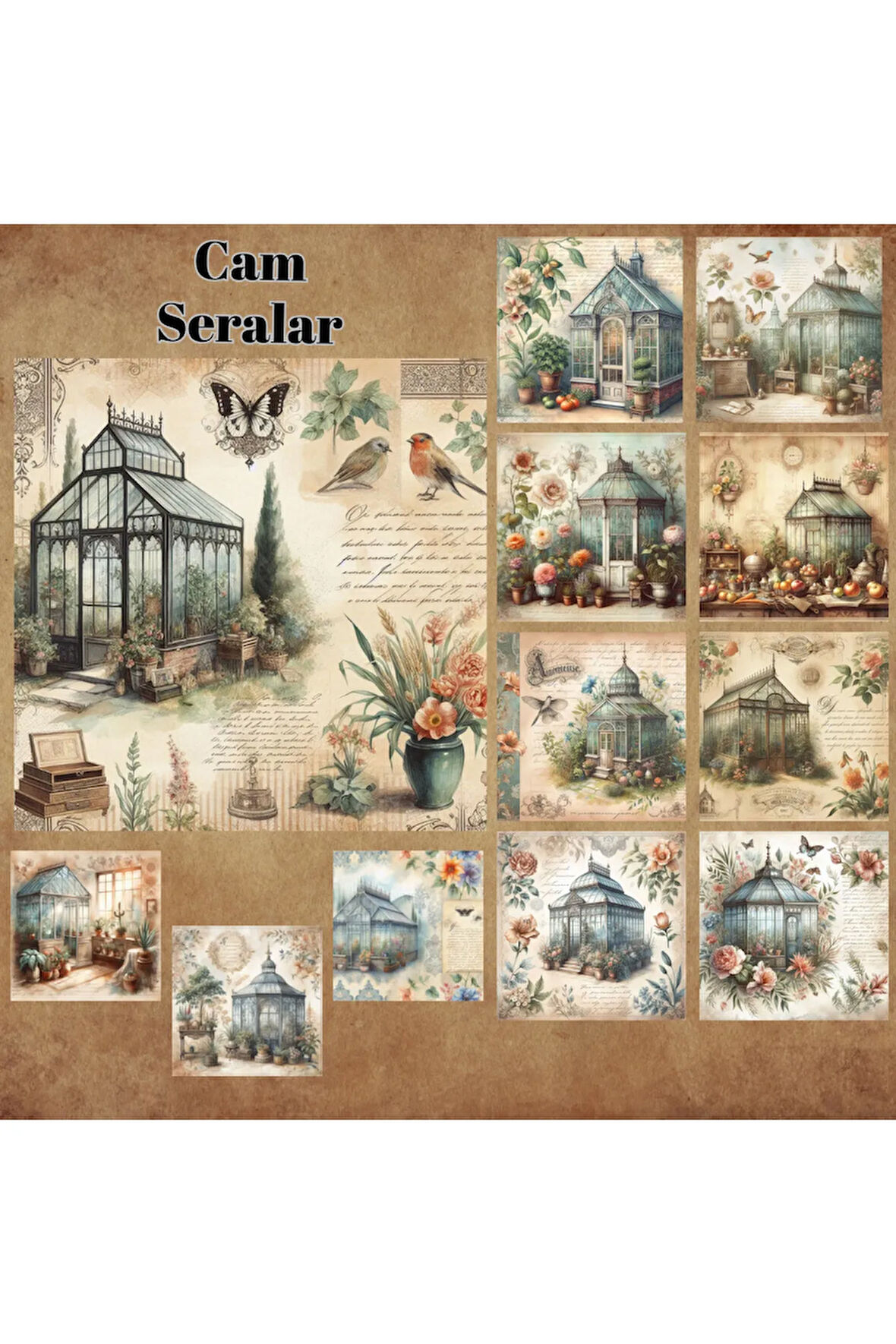 Cam Seralar Vintage 12 Adet Scrapbook Bullet Journal Mat Planlayıcı Sticker Etiket Seti