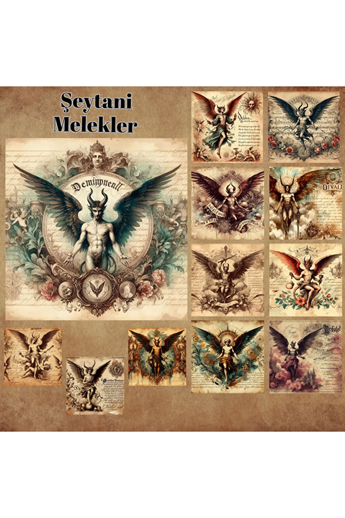 Şeytani Melekler Vintage 12 Adet Scrapbook Bullet Journal Mat Planlayıcı Sticker Etiket Seti