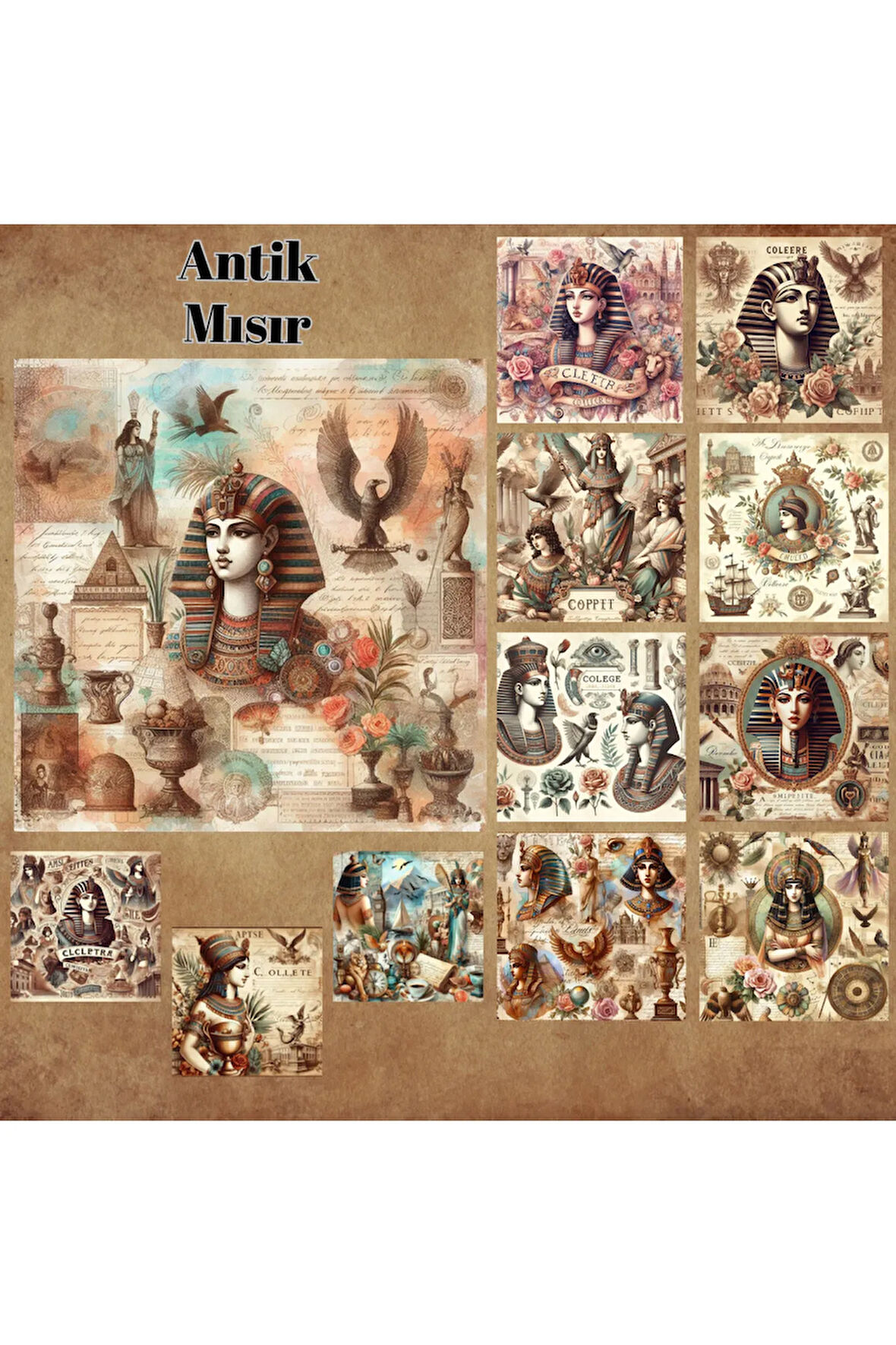 Antik Mısır Vintage 12 Adet Scrapbook Bullet Journal Mat Planlayıcı Sticker Etiket Seti