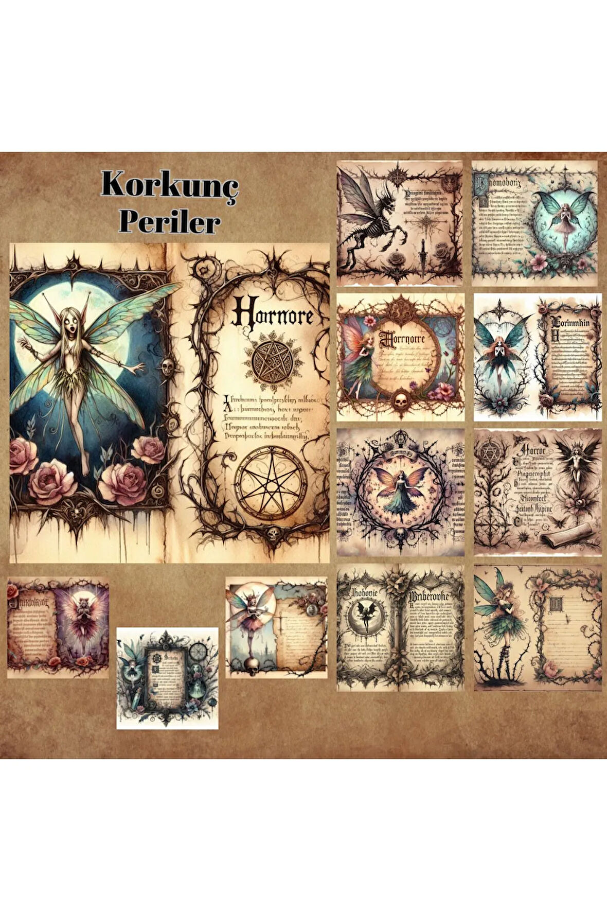 Korkunç Periler Vintage 12 Adet Scrapbook Bullet Journal Mat Planlayıcı Sticker Etiket Seti