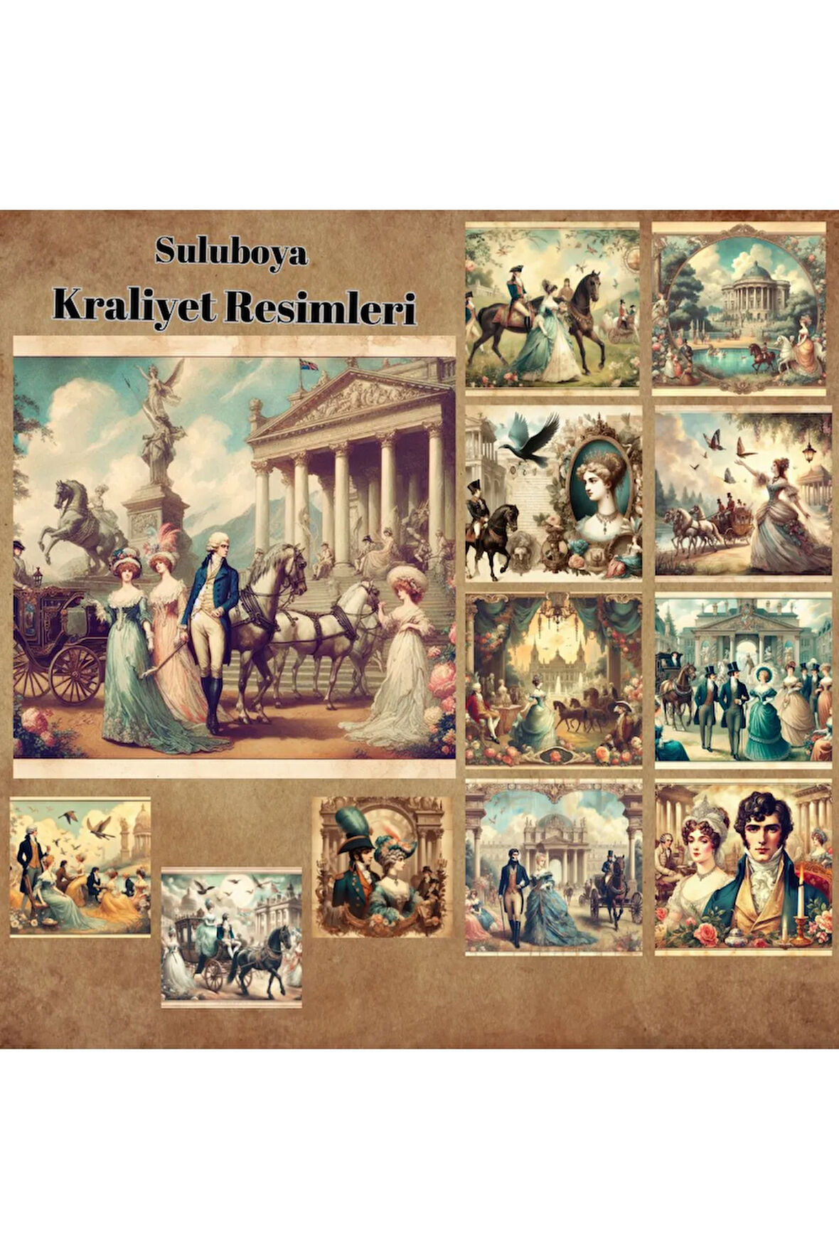 Suluboya Kraliyet Resimleri Vintage 12 Adet Scrapbook Bullet Journal Mat Planlayıcı Sticker Etiket
