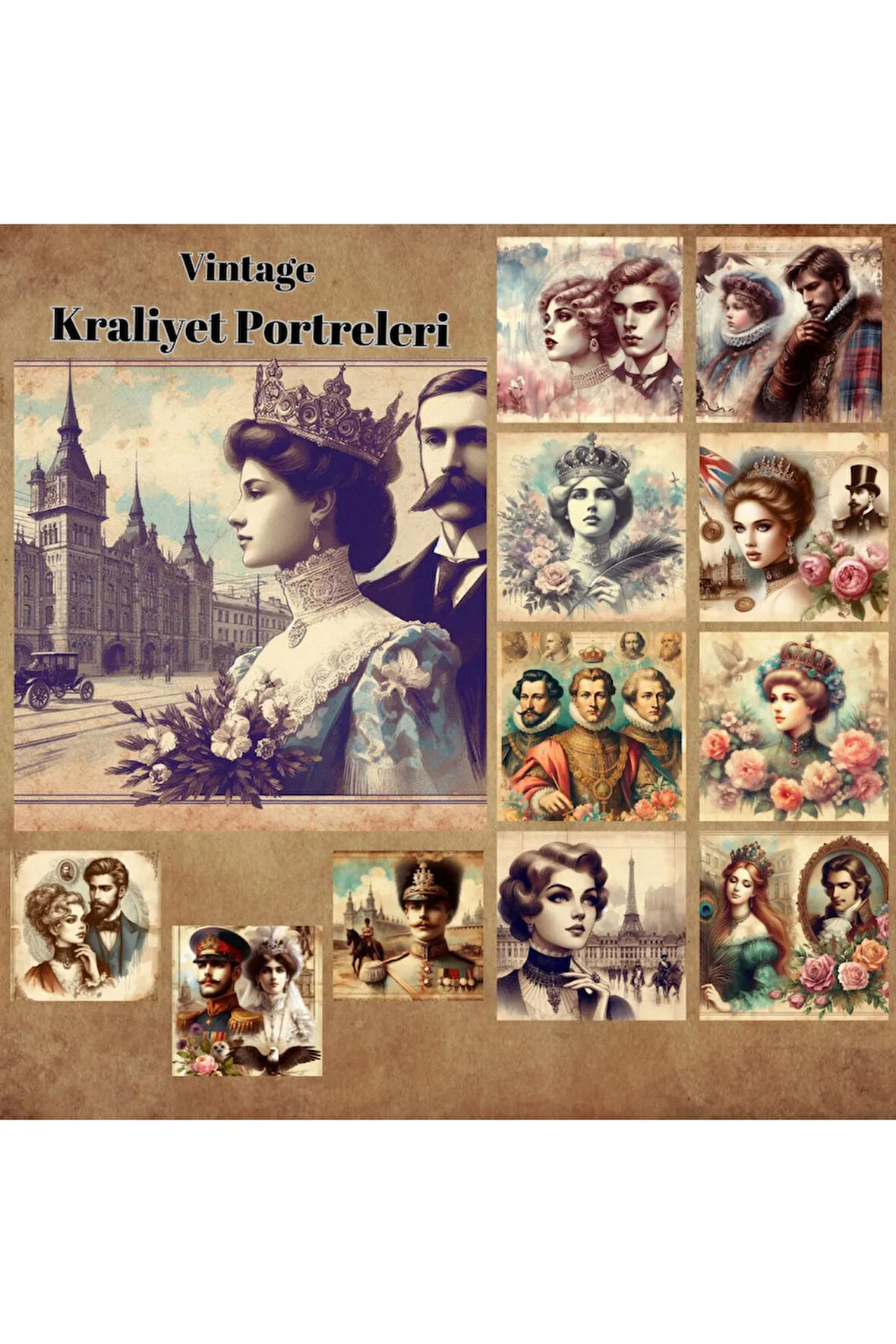 Kraliyet Portreleri Vintage 12 Adet Scrapbook Bullet Journal Mat Planlayıcı Sticker Etiket Seti