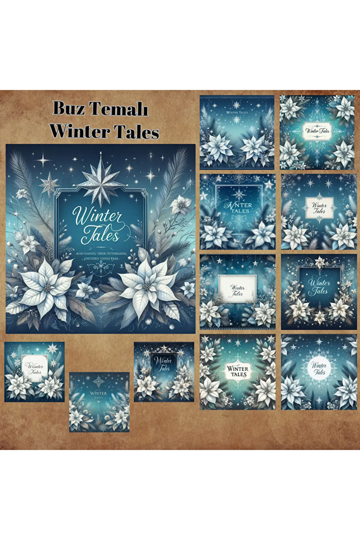 Yılbaşı Winter Tales Vintage 12 Adet Scrapbook Bullet Journal Mat Planlayıcı Sticker Etiket Seti