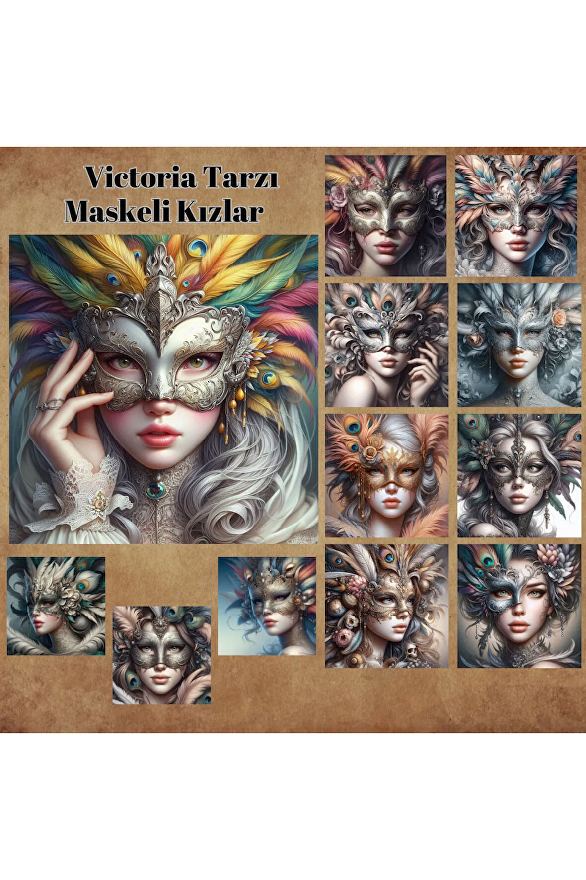 Victoria Tarzı Maskeli Kızlar Vintage 12 Adet Scrapbook Bullet Journal Mat Planlayıcı Sticker Etiket