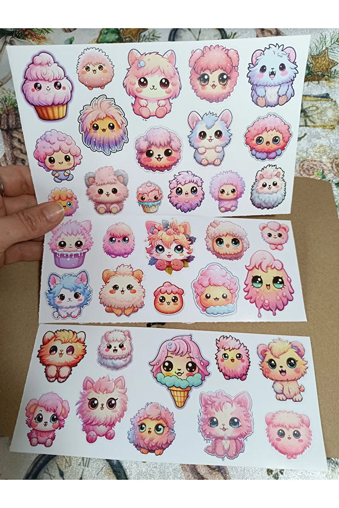 Cute Kawaii Sevimli Pembe Tüylü Etiket Seti, Laptop, Ipad, Defter, Kitap, Planlayıcı Sticker Seti