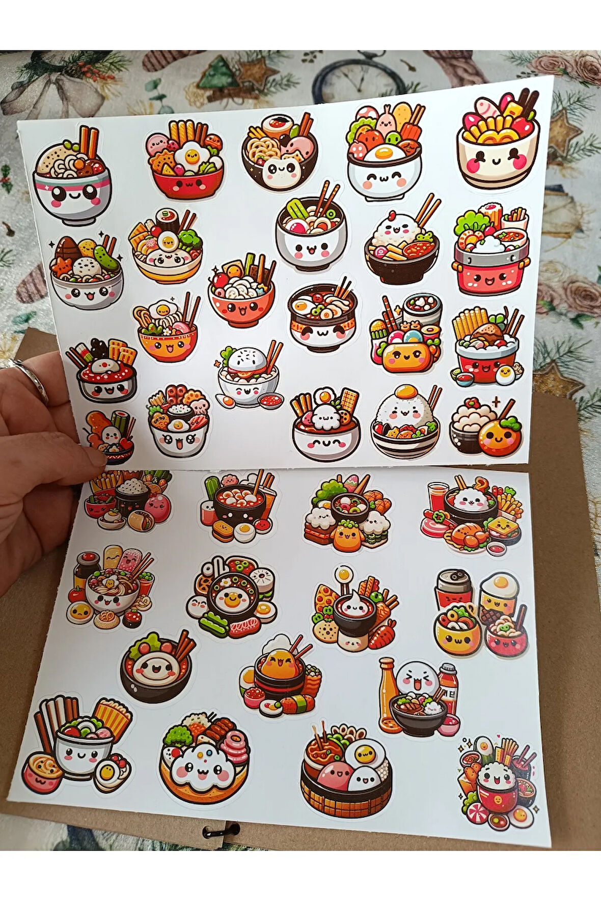 Cute Kawaii Sevimli Kore Yemekleri Etiket Seti, Laptop, Ipad, Defter, Kitap, Planlayıcı Sticker Seti