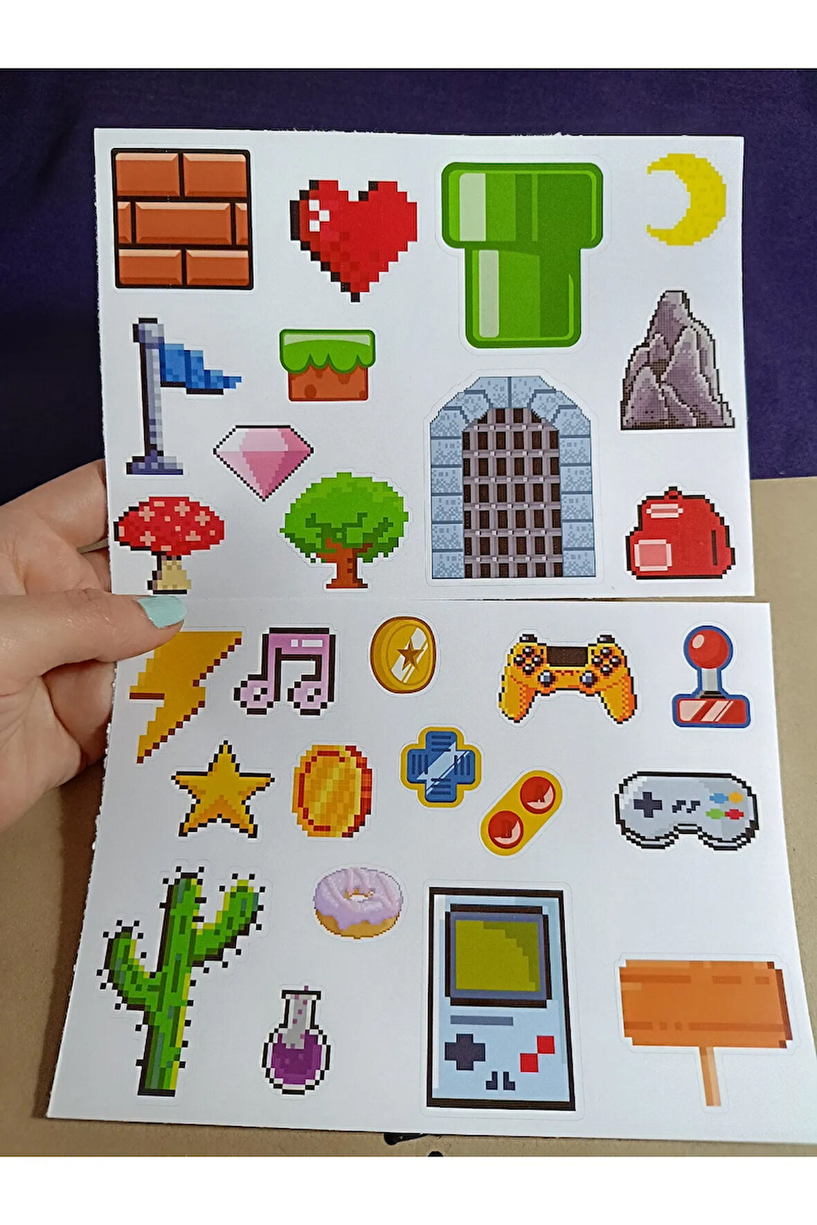 Pixel Retro Cute Kawaii Oyun Elementleri Etiket Seti Laptop, Ipad, Defter, Kitap, Planlayıcı