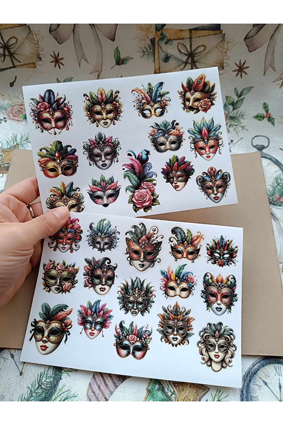 Vintage Scrapbook Victorian Çiçekli Balo Maskeleri Etiket Seti, Bullet Journal, Planlayıcı Stickers