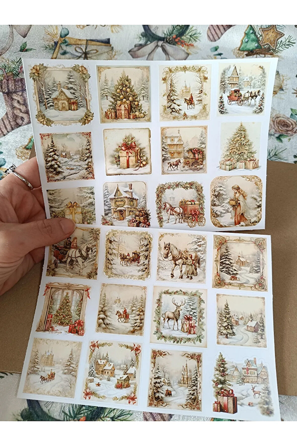 Yeni Yıl Yılbaşı Vintage Etiket (24 Farklı Model) Scrapbook, Bullet Journal, Planlayıcı Sticker Set